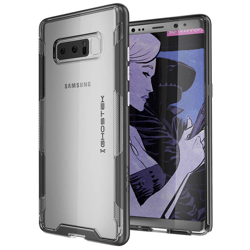 mobiletech-Galaxy-Note-8-Case-Ghostek-CLOAK-Slim-Clear-Shockproof-with-Wireless-Charging-Black
